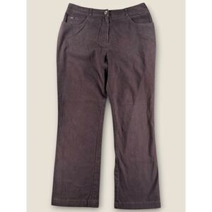 St John Sport Marie Gray Brown Cotton Stretch Straight Leg Pants Size 8